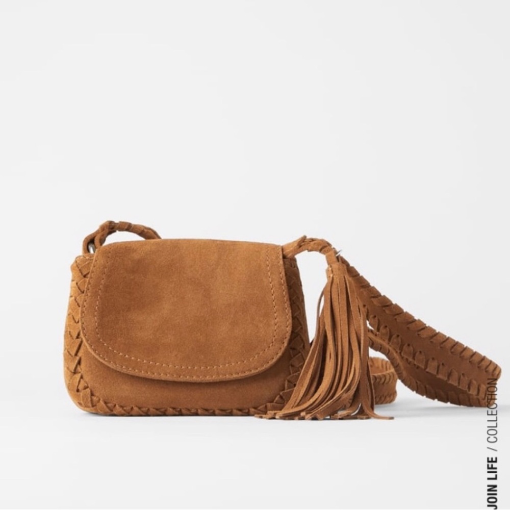 Zara tasseled leather mini crossbody